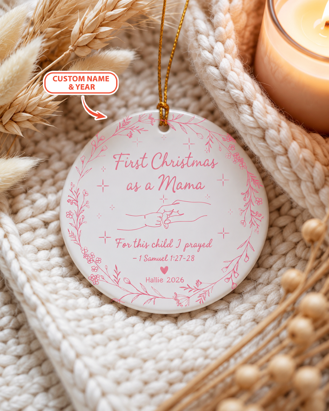Christian First Christmas Mama Ceramic Ornament