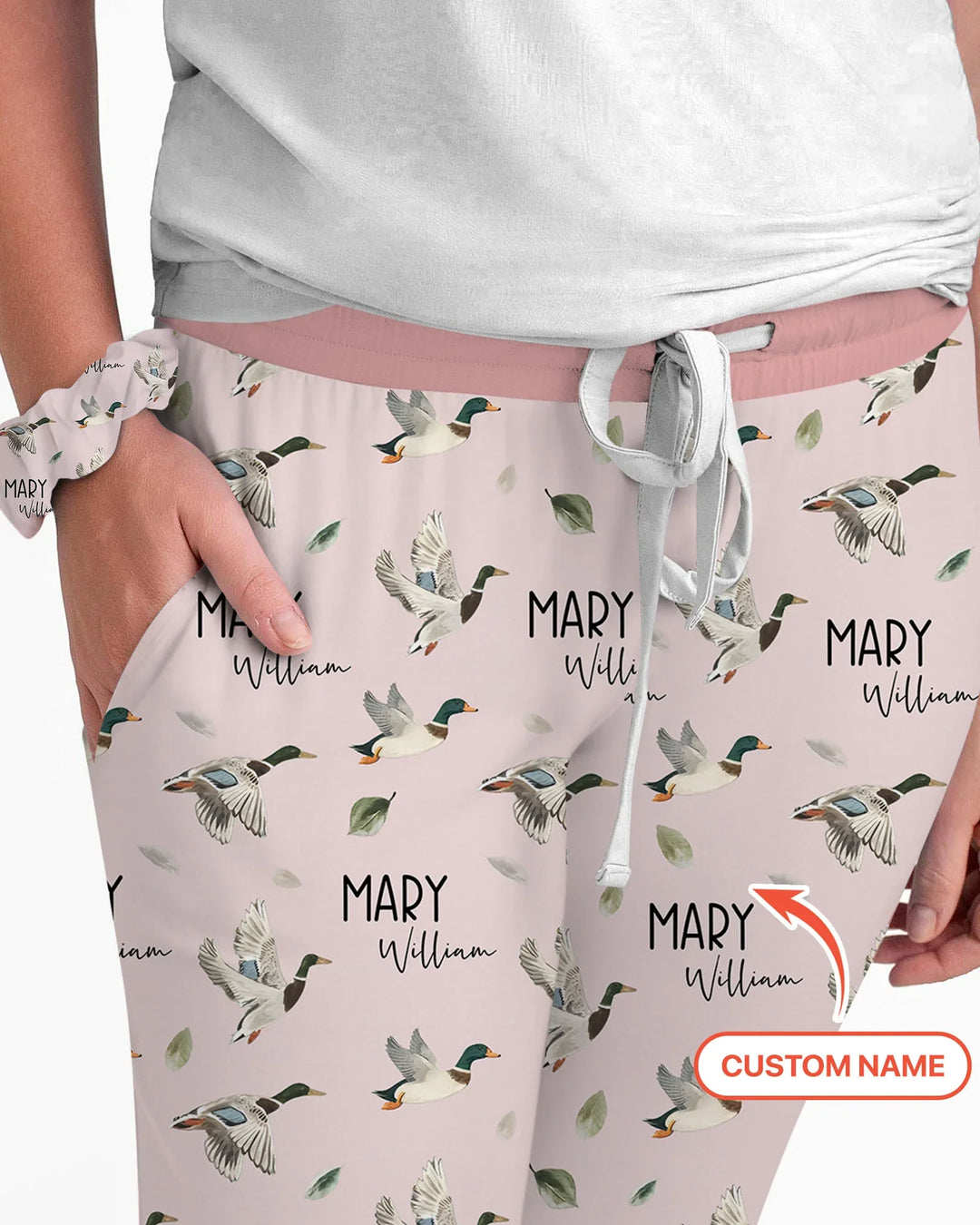 Custom Name Mallard Duck Bamboo Women Pajama Set