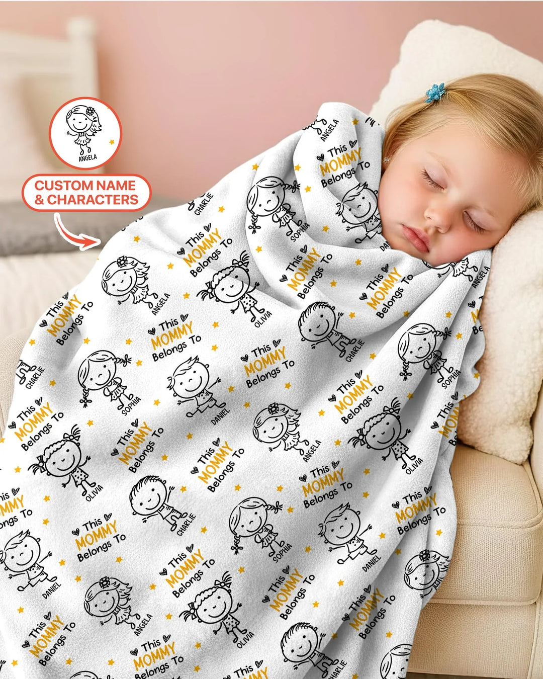 Custom Name "This Mommy Belongs To" Doodle Bamboo Blanket