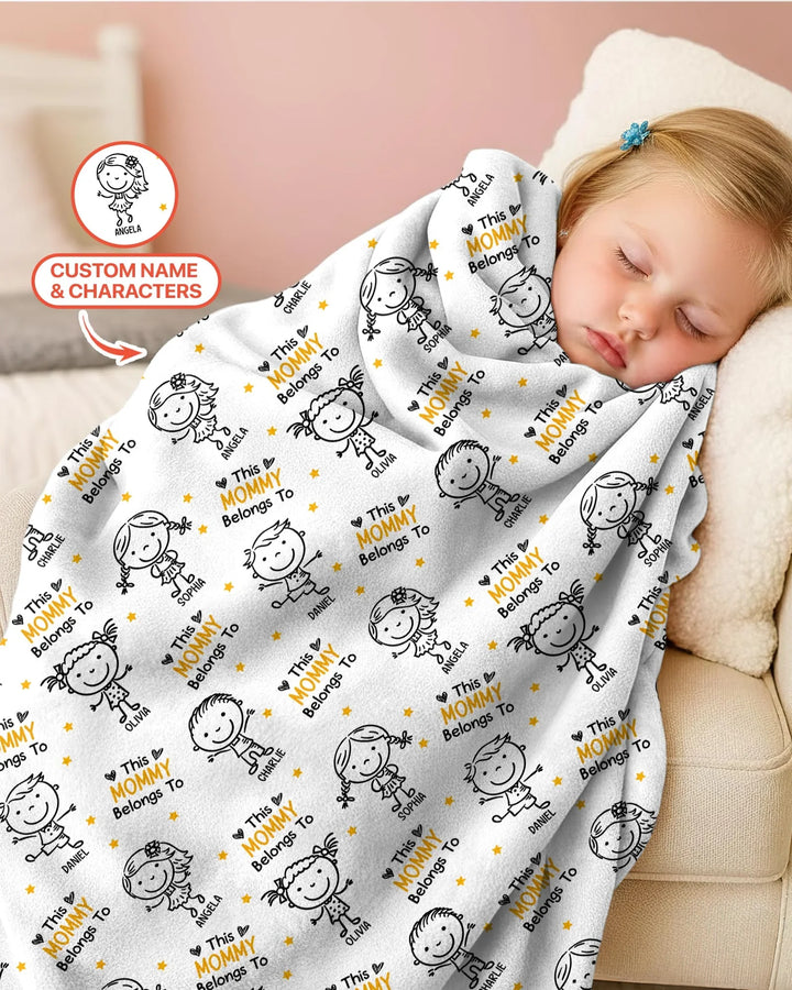 Custom Name "This Mommy Belongs To" Doodle Bamboo Blanket