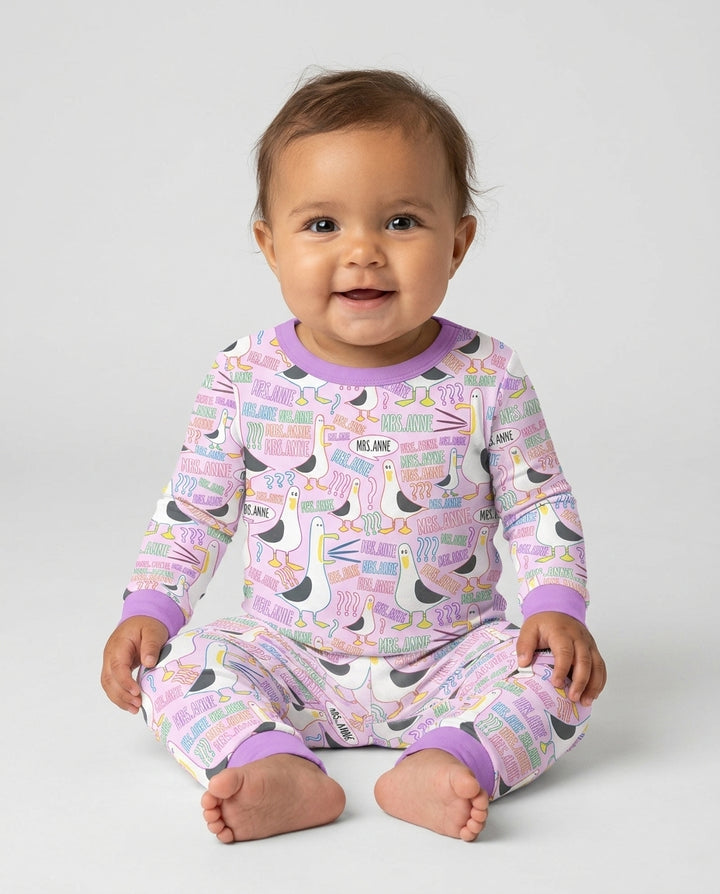 Teacher Teacher Teacher Funny Seagull Bamboo Two Piece Long Sleeve Pajama Set