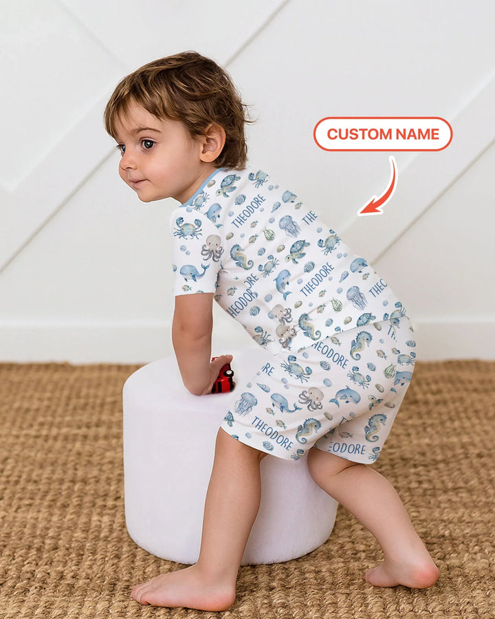 Zweiteiliges Pyjama-Set mit kurzen Ärmeln und Shorts im Sommer-Design