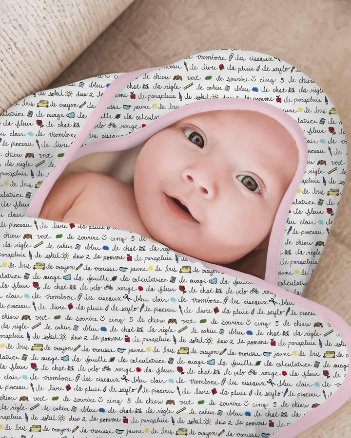French Classroom Notes Hooded Bamboo Towel Set