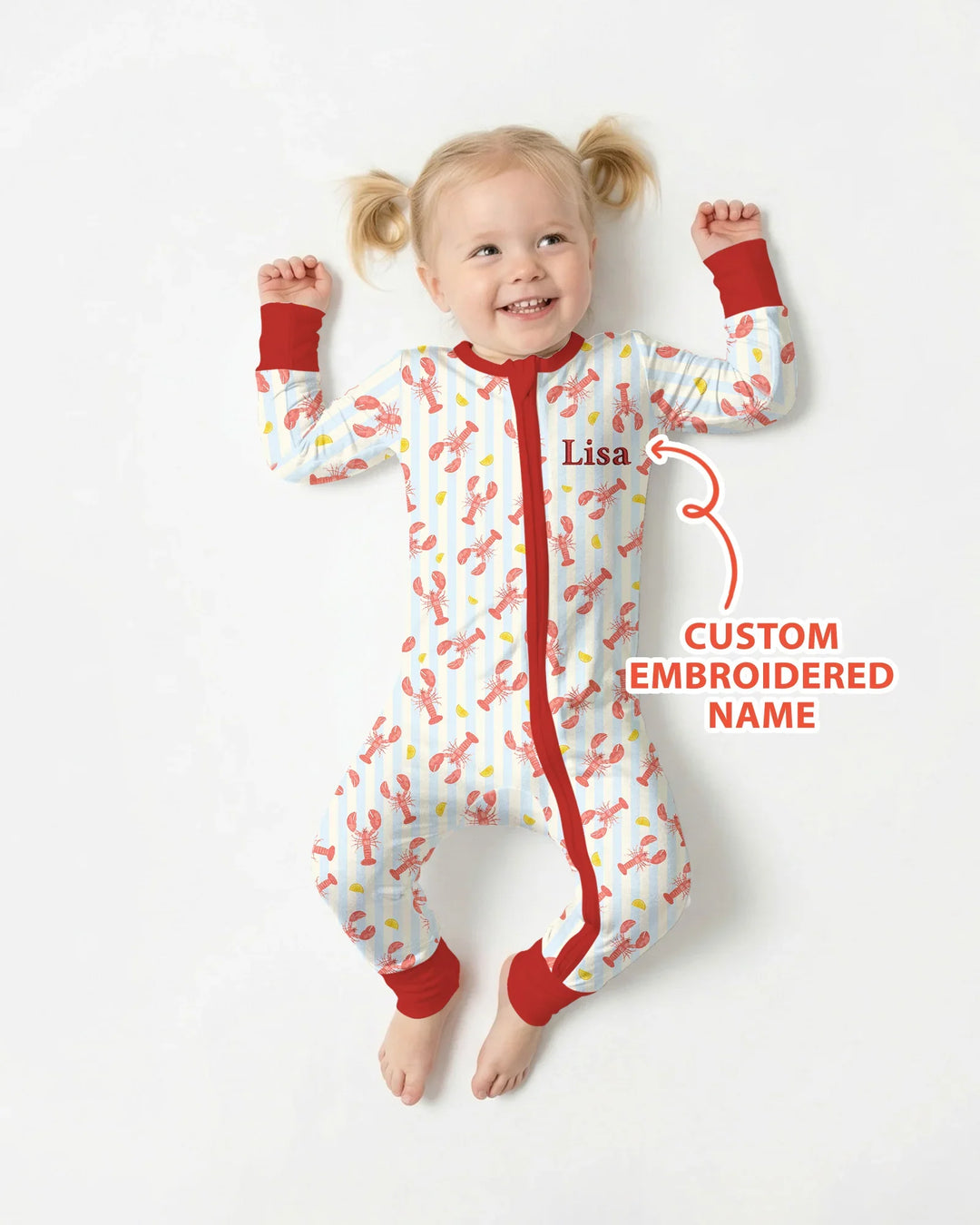 Personalized Embroidered Crawfish Summer Baby Bamboo Convertible Zippy