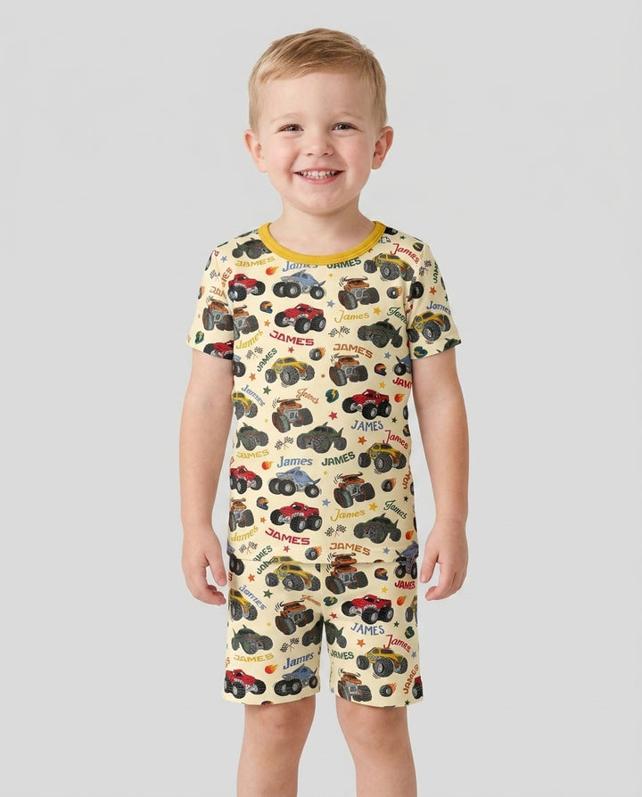 Zweiteiliges Pyjama-Set mit kurzen Ärmeln und Shorts im Sommer-Design