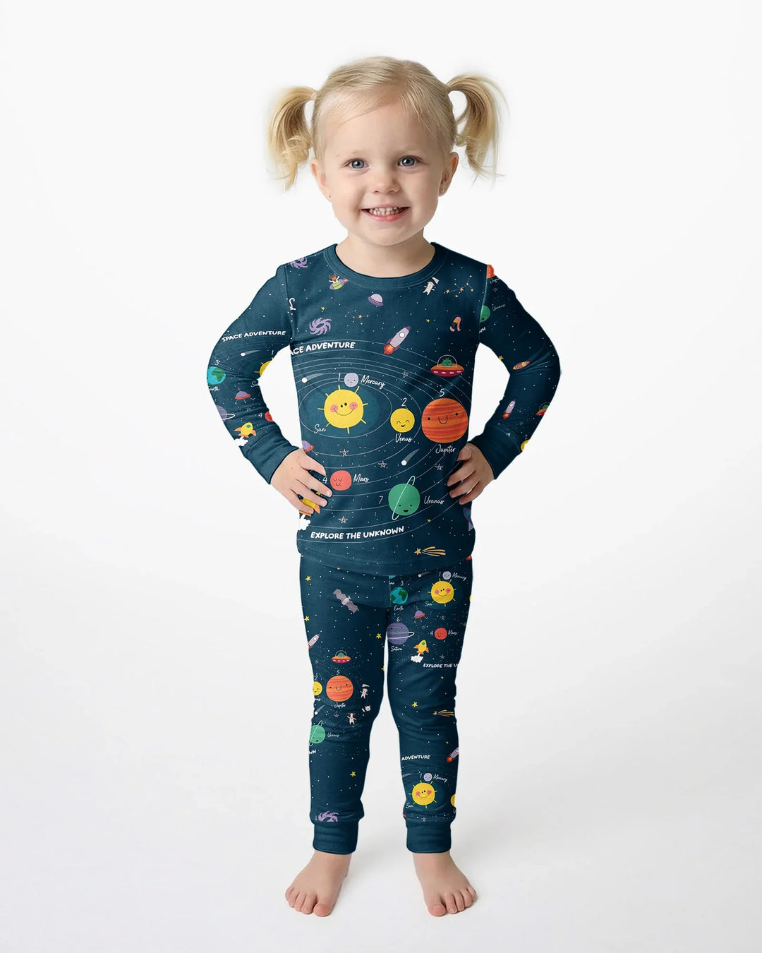 Solar System Explorers Bamboo Two Piece Long Sleeve Pajama Set