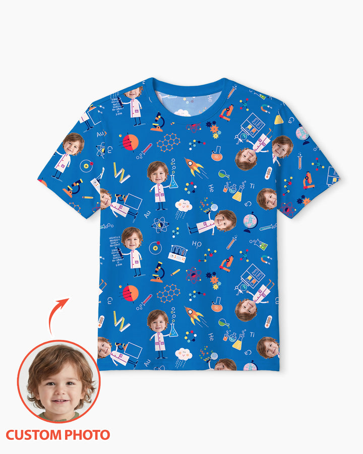 Custom Image Chemical Laboratory Bamboo Men Short Sleeve Short Pajama Set