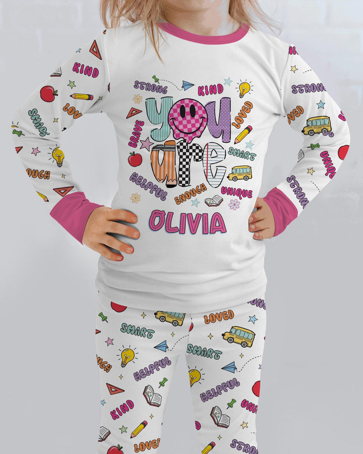 Custom Name You Are Everything Bamboo Two Piece Long Sleeve Pajama Set