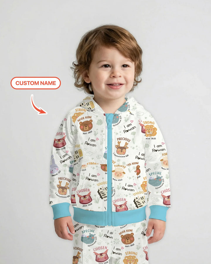 God’s Little Zoo Personalisierter Kapuzenpullover aus Bambus mit Reißverschluss
