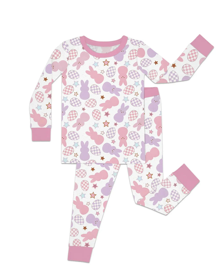 Easter Peep Bunnies Bamboo Two Piece Long Sleeve Pajama Set
