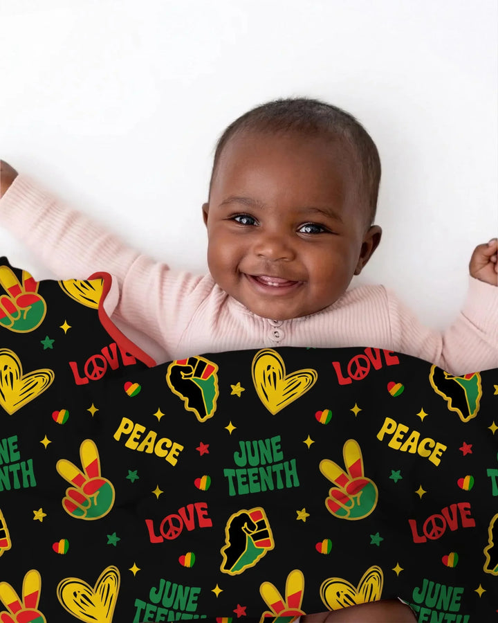 Peace Love Juneteenth Bamboo Blanket