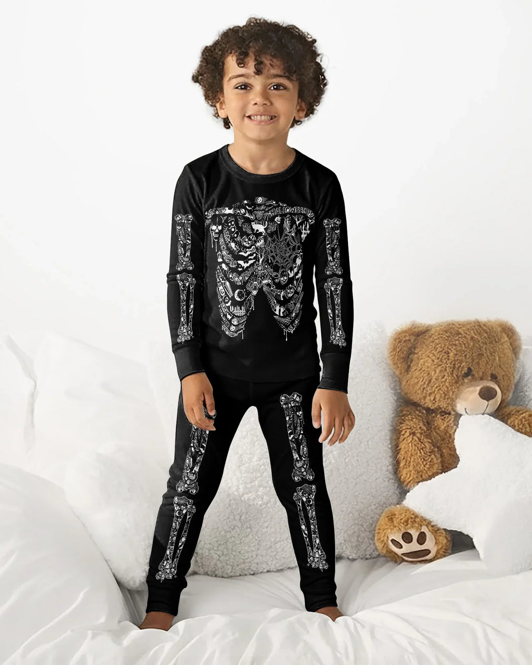 Haunted Halloween Skeleton Bamboo Two Piece Long Sleeve Pajama Set