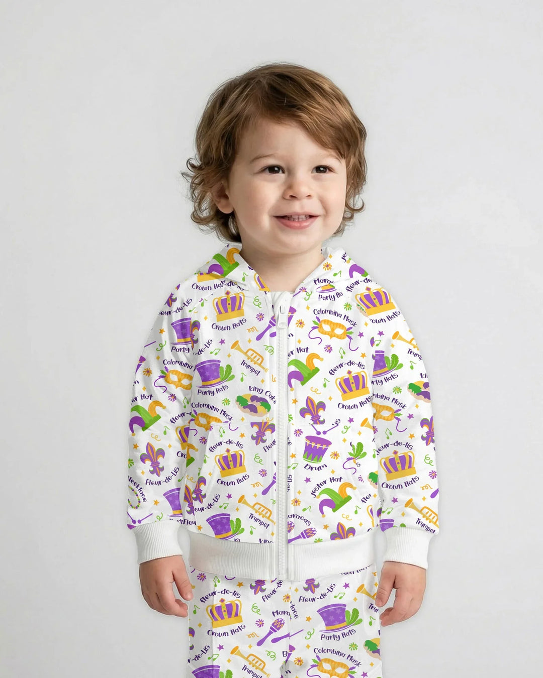 Mardi Gras Familien-Hoodie mit Bambus-Reißverschluss