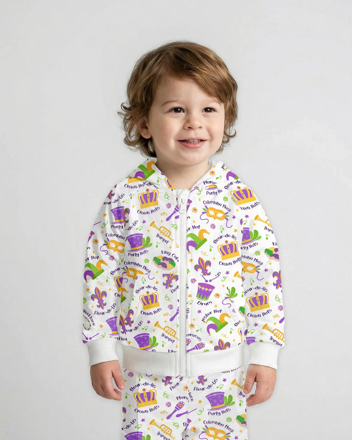 Mardi Gras Familien-Hoodie mit Bambus-Reißverschluss