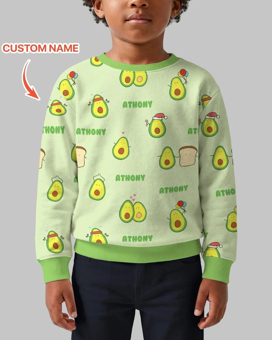 Personalisiertes niedliches Avocado Bambus Rundhals-Sweatshirt