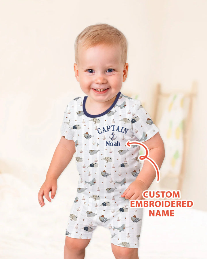 Zweiteiliges Pyjama-Set mit kurzen Ärmeln und Shorts im Sommer-Design