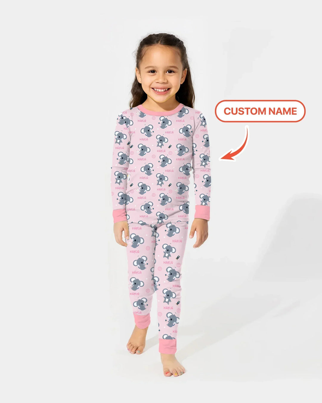 Custom Name Cosmic Koala Bamboo Two Piece Long Sleeve Pajama Set
