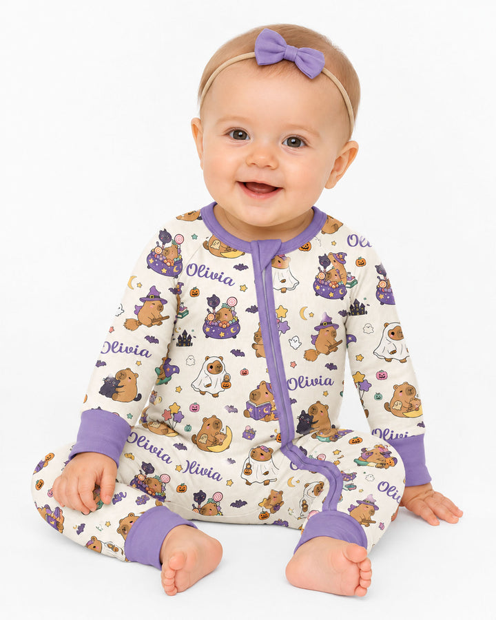 Custom Name Kawaii Halloween Capybara Bamboo Convertible Zippy
