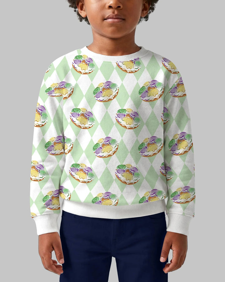 Mardi Gras Donut Bambus-Sweatshirt mit Rundhalsausschnitt