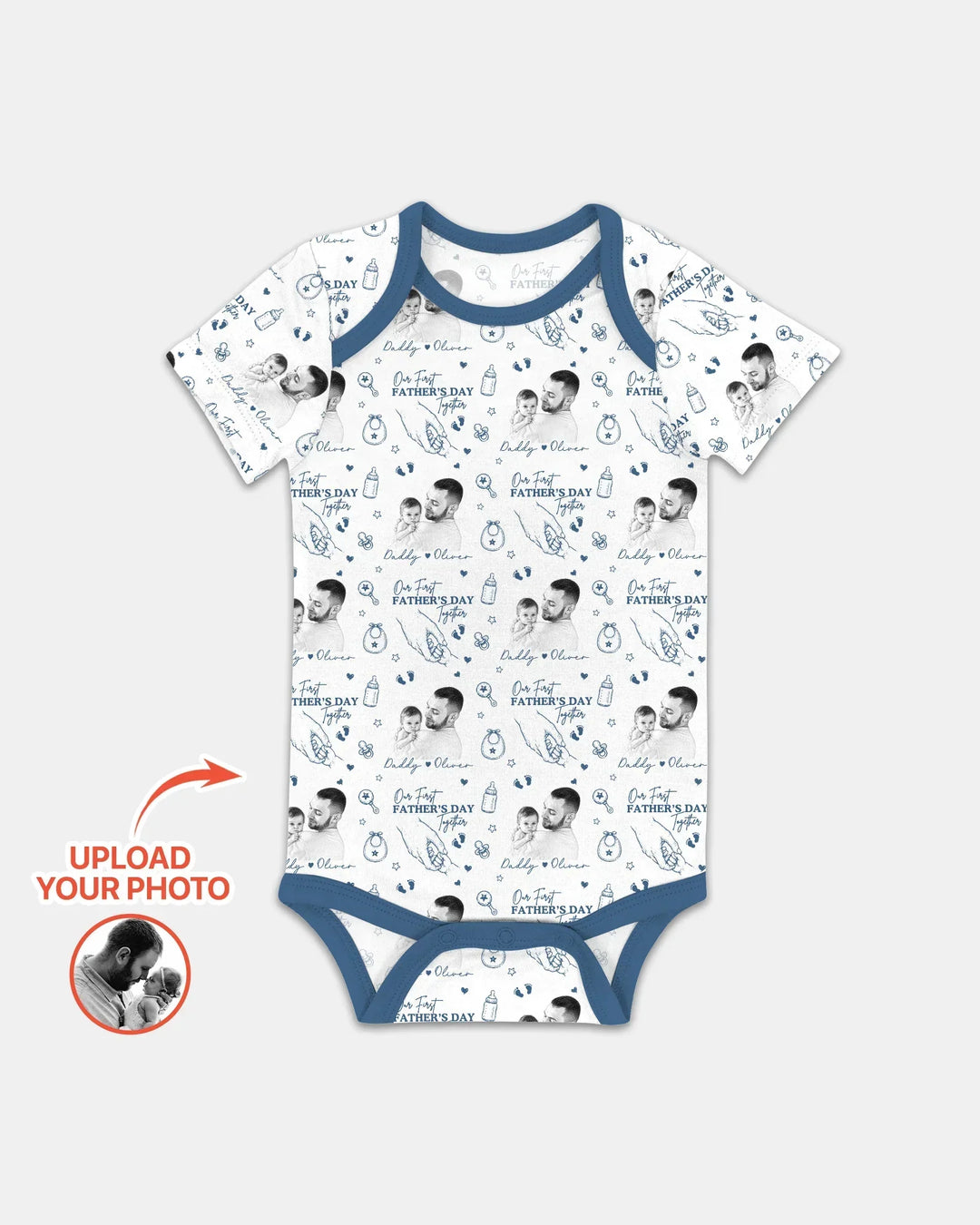 Custom Photo Our First Father's Day Together Bamboo Bodysuit