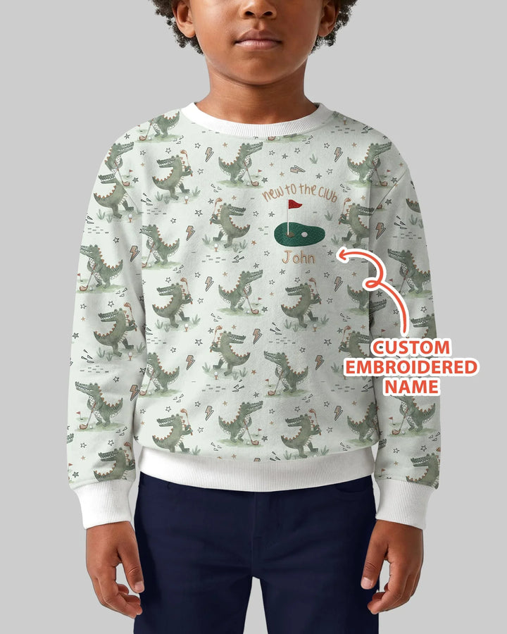 Personalisiertes besticktes Krokodil-Golf-Bambus-Rundhals-Sweatshirt mit Namen