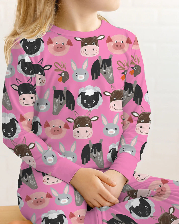 Zweiteiliges Langarm-Pyjama-Set mit Sommerfrüchten