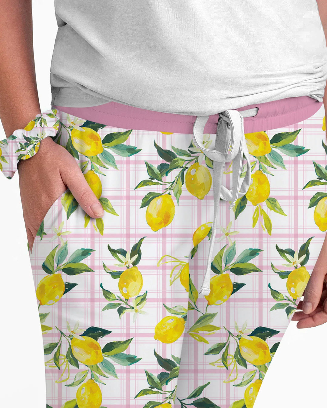 Familien-Pyjama-Set aus Bambus für Damen mit mediterranen Zitronen