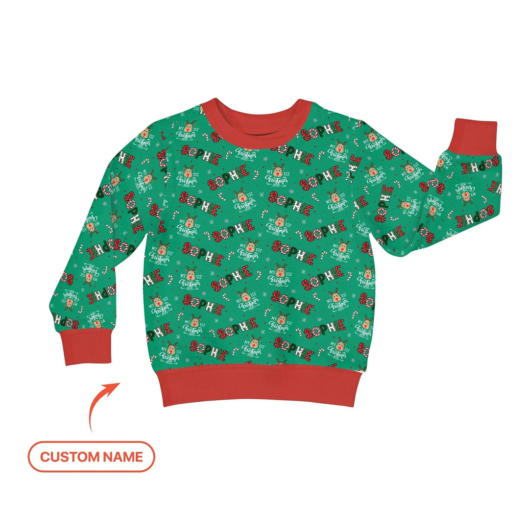 Personalisierbares Bambus-Rundhals-Sweatshirt „My First Christmas“