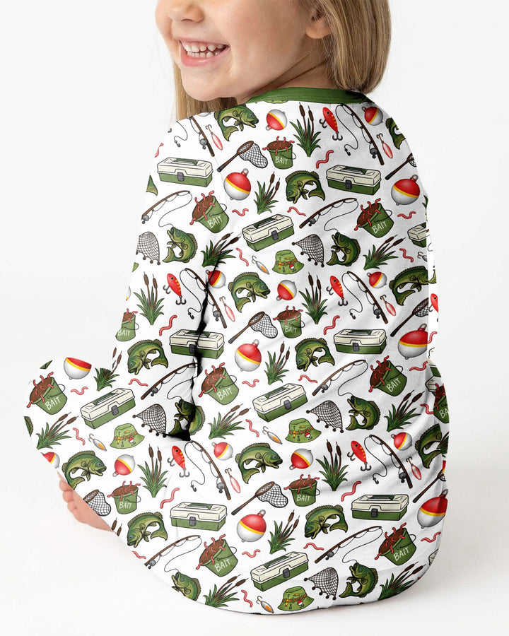 I'm Going Fishing With Grandpa Bamboo Two Piece Long Sleeve Pajama Set