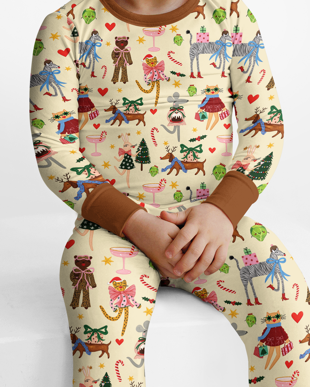 Animals Christmas Bamboo Two Piece Long Sleeve Pajama Set