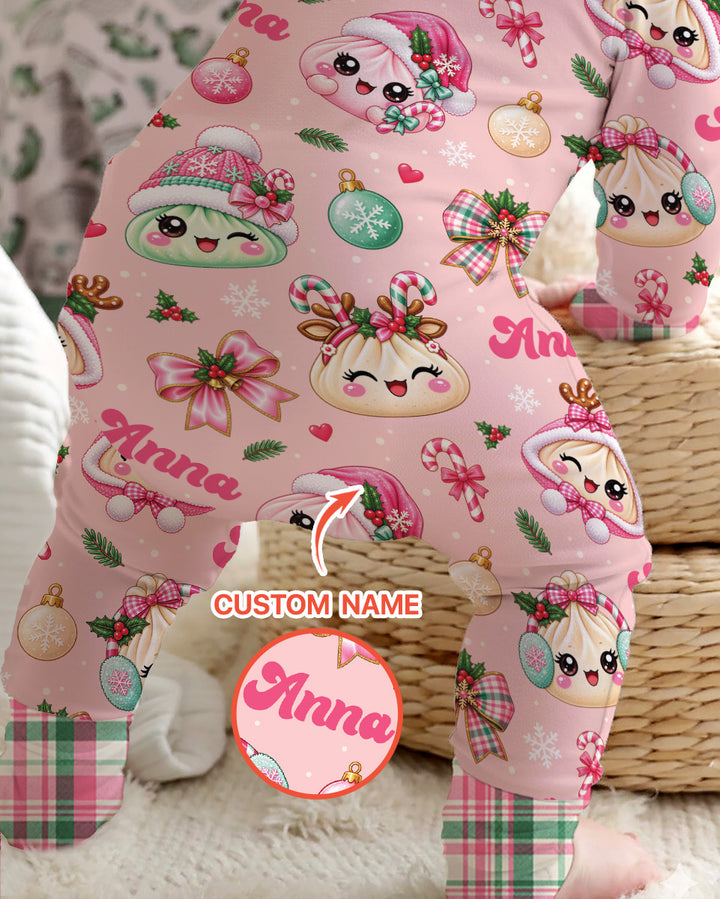 Custom Name Kawaii Christmas Dumpling Bamboo Convertible Zippy
