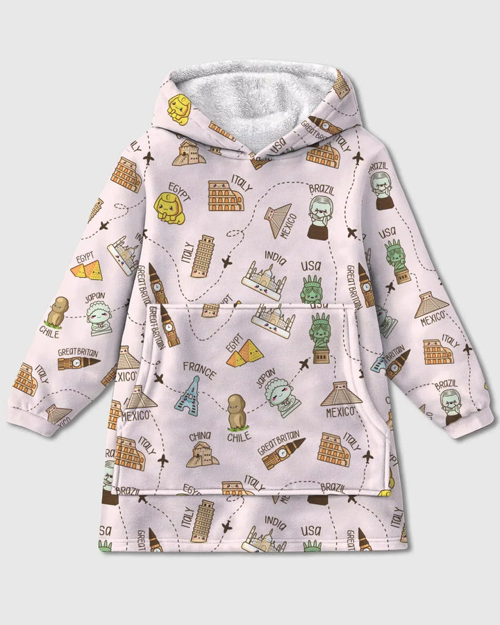 Kawaii World Tour Tragbarer Bambus-Deckenhoodie