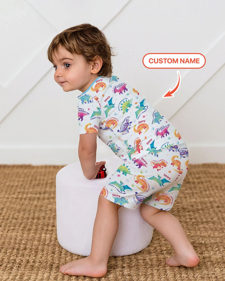 Fearfully & Wonderfully Made Custom Name Boy Bamboo Two Piece Short Sleeve Shorts Pajama Set
