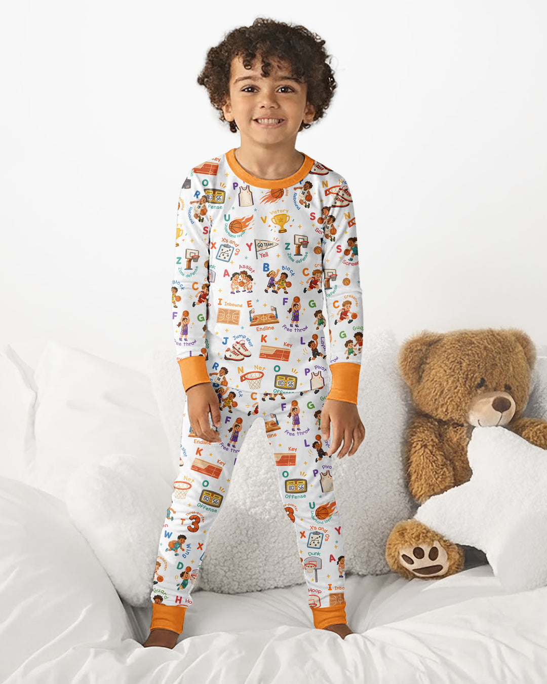 Basketball Alphabet Bamboo Two Piece Long Sleeve Pajama Set
