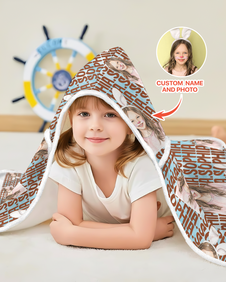 Colorful Kids Name Bamboo Blanket Hoodie