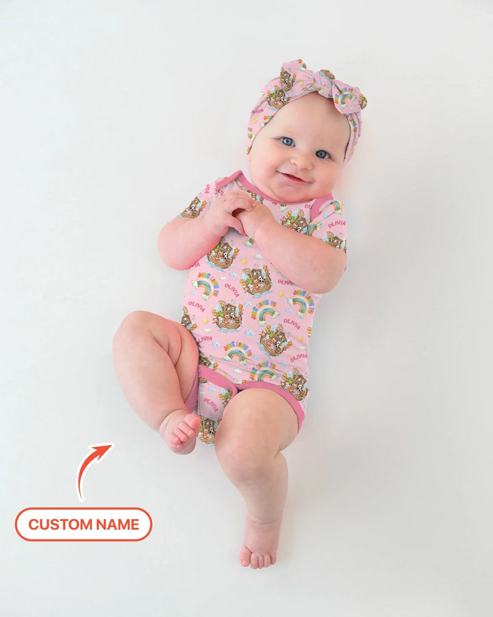 Custom Name Jesus Loves Me Noah's Ark Bamboo Bodysuit