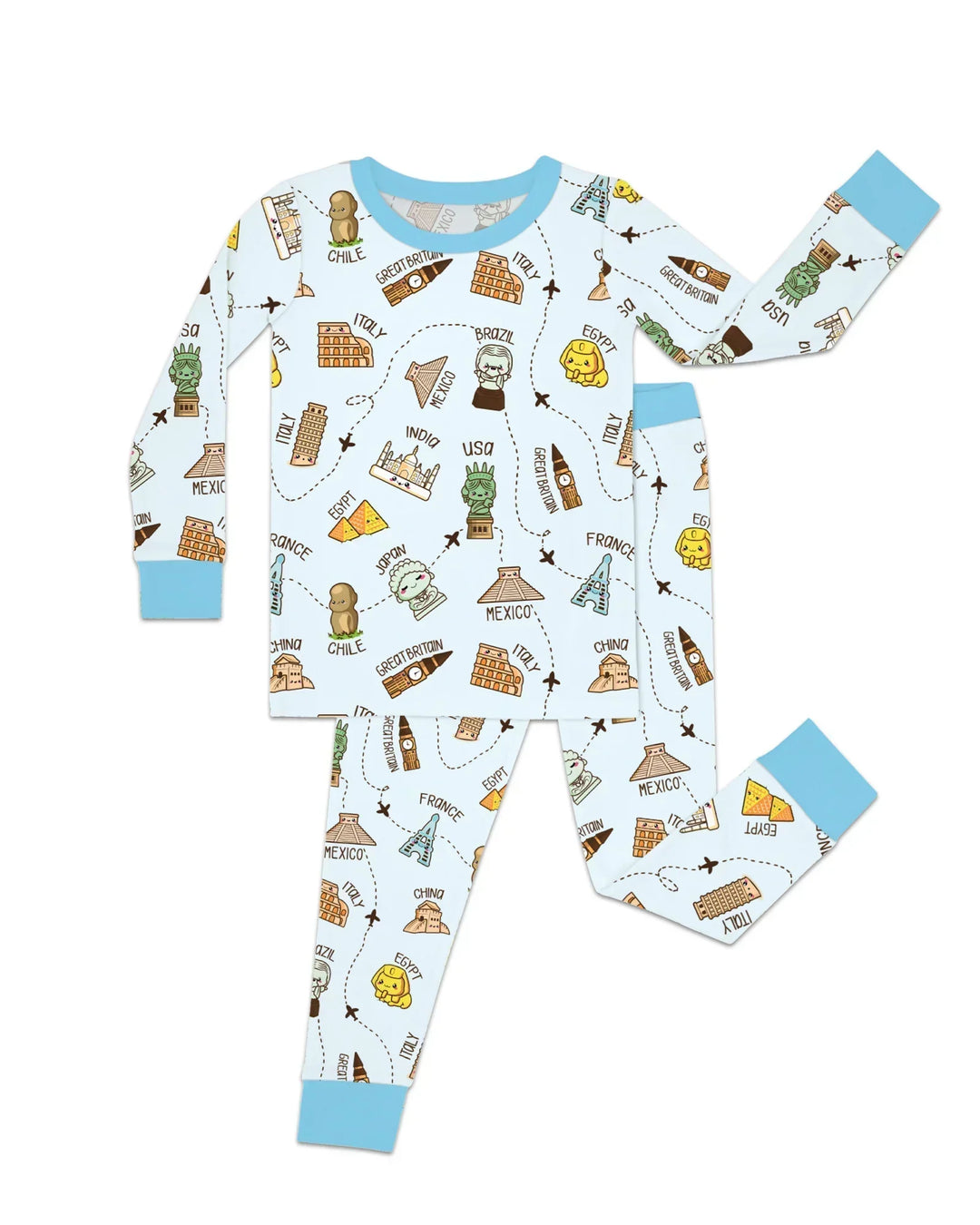 Zweiteiliges Langarm-Pyjama-Set mit Sommerfrüchten