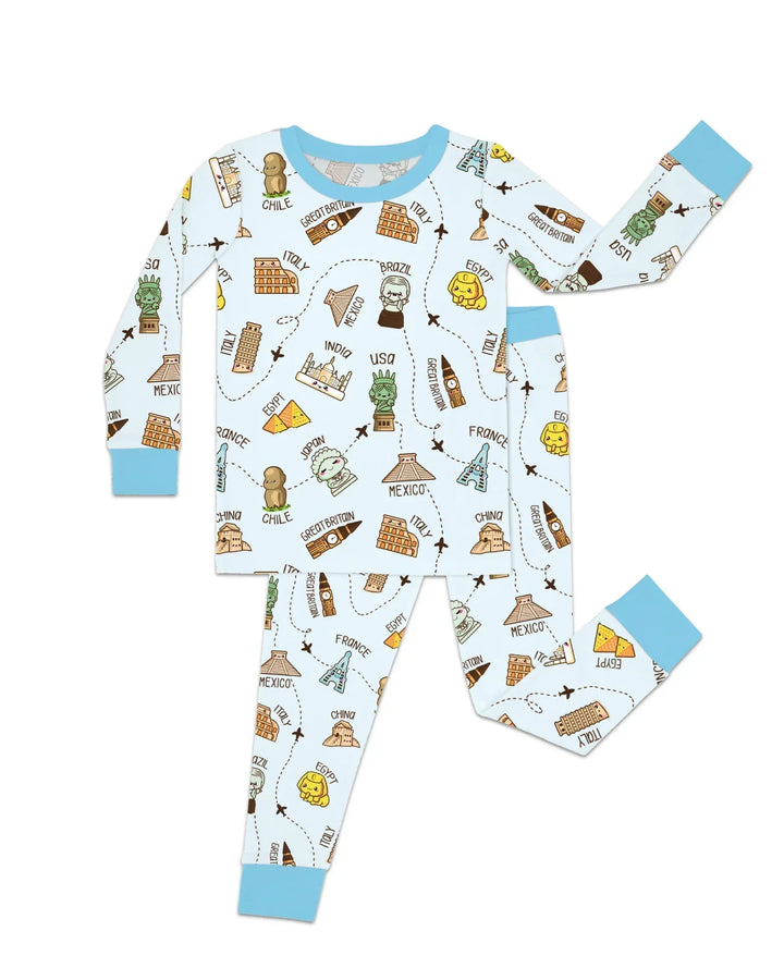 Zweiteiliges Langarm-Pyjama-Set mit Sommerfrüchten