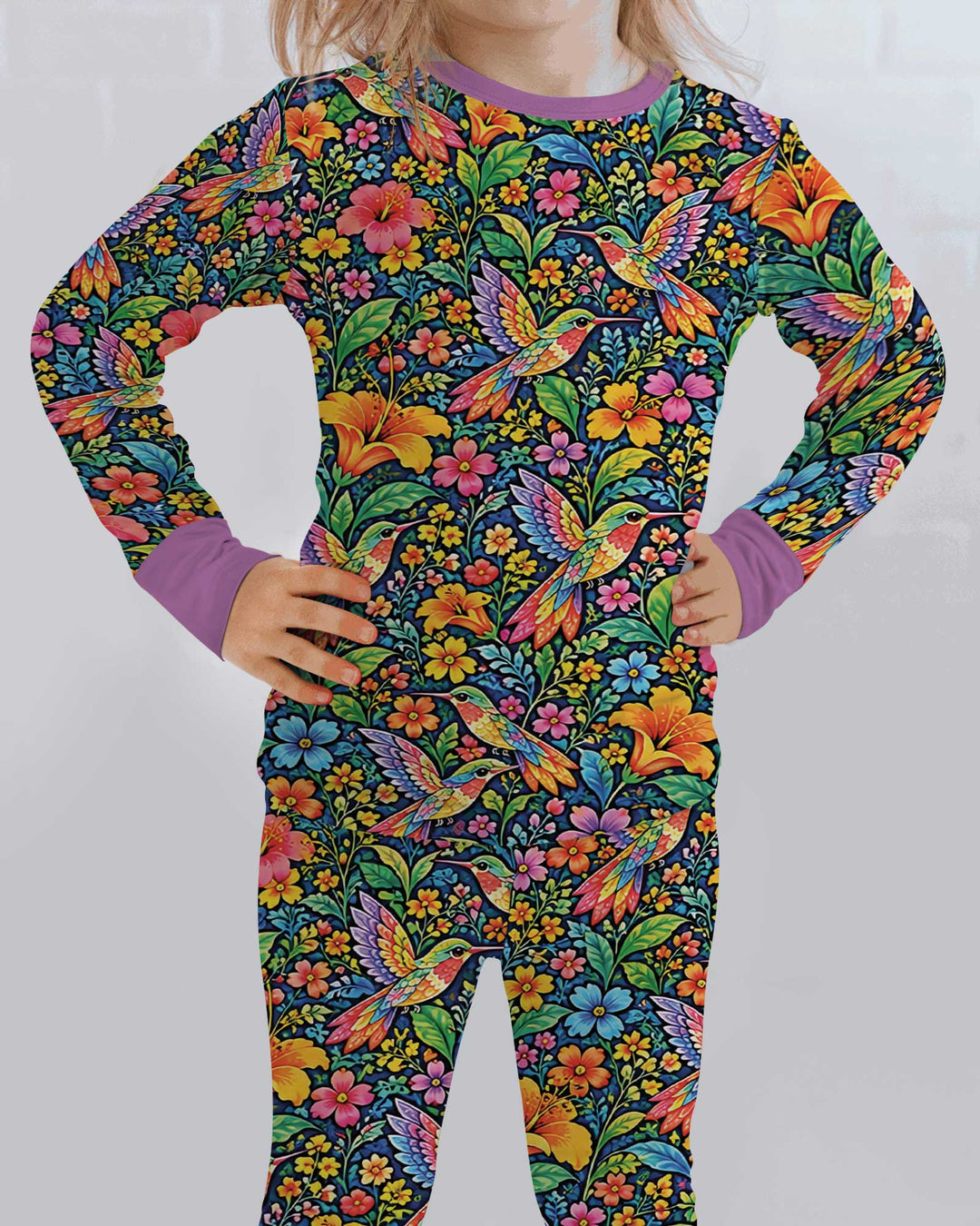 Hummingbird Paradise Bamboo Two Piece Long Sleeve Pajama Set
