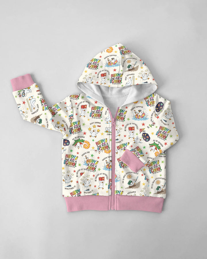 Silly Goose Happy Last Day of School Bambus-Kapuzenjacke mit Reißverschluss