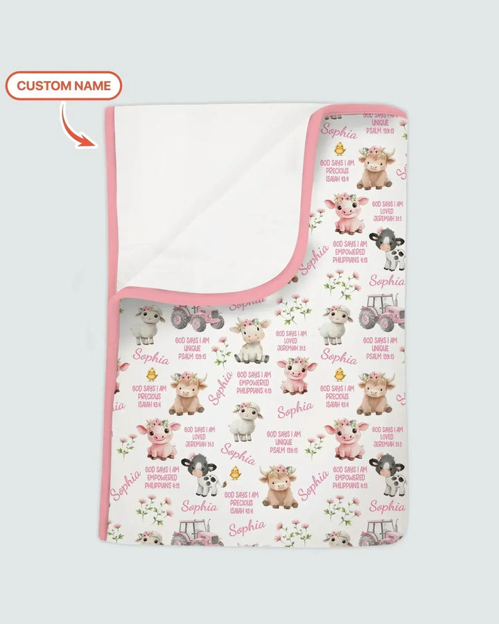 Custom Name God Says I Am Farm Animals Bamboo Blanket