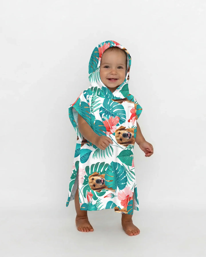 Hawaiianischer Badeponcho für Hunde aus Bambus mit individuellem Foto