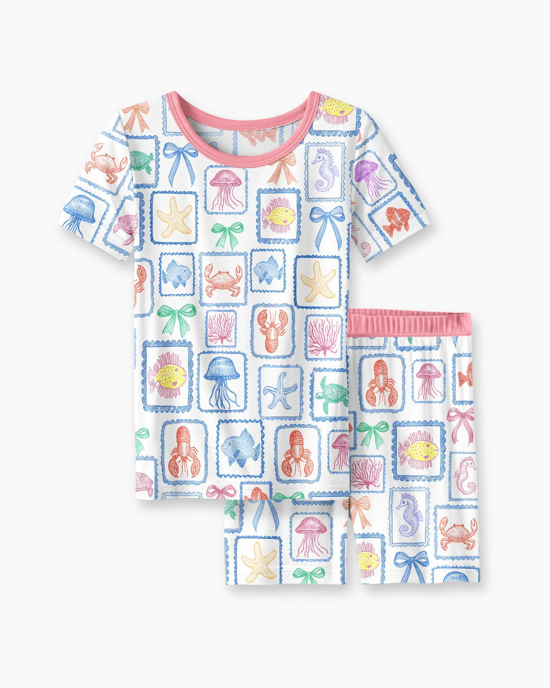 Schlafanzug-Set zweiteilig, kurze Ärmel, kurze Hose, Bambus