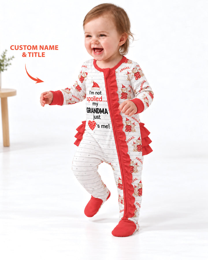 Custom Name I'm Not Spoiled Bamboo Zipper Ruffle Footie