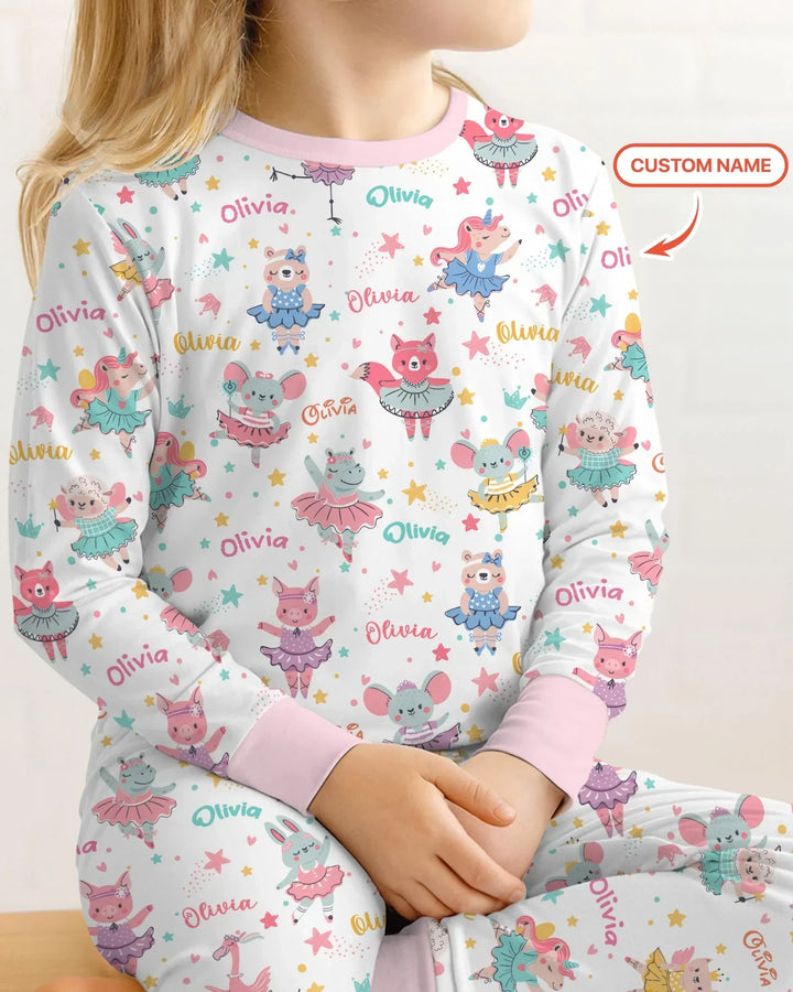 Fairy Friends Ballet Custom Name Bamboo Two Piece Long Sleeve Pajama Set