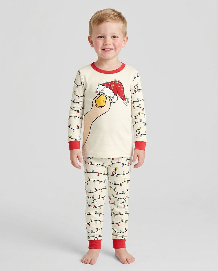 Funny Christmas Goose Bamboo Two Piece Long Sleeve Pajama Set