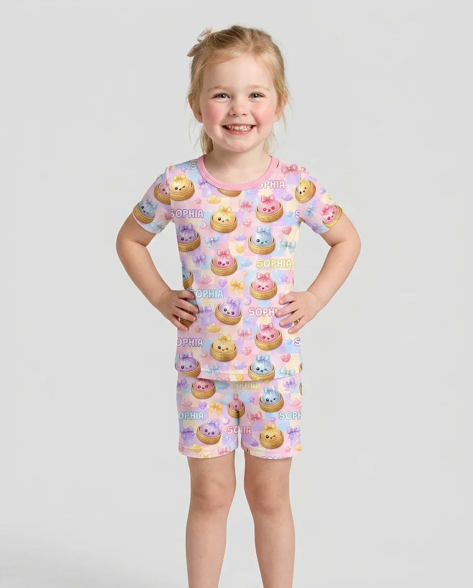 Schlafanzug-Set zweiteilig, kurze Ärmel, kurze Hose, Bambus