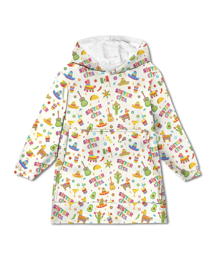 Cinco de Mayo Familie passende tragbare Bambus-Decken-Hoodie