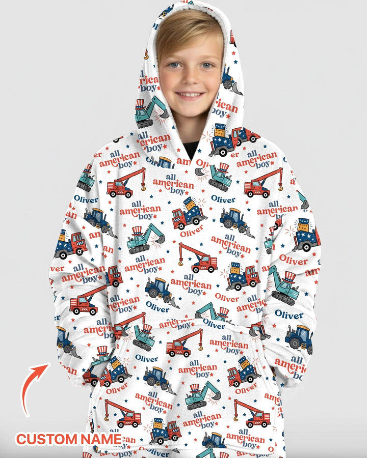 Personalisierbare All-American Boy Bambus-Decken-Kapuzenpullover