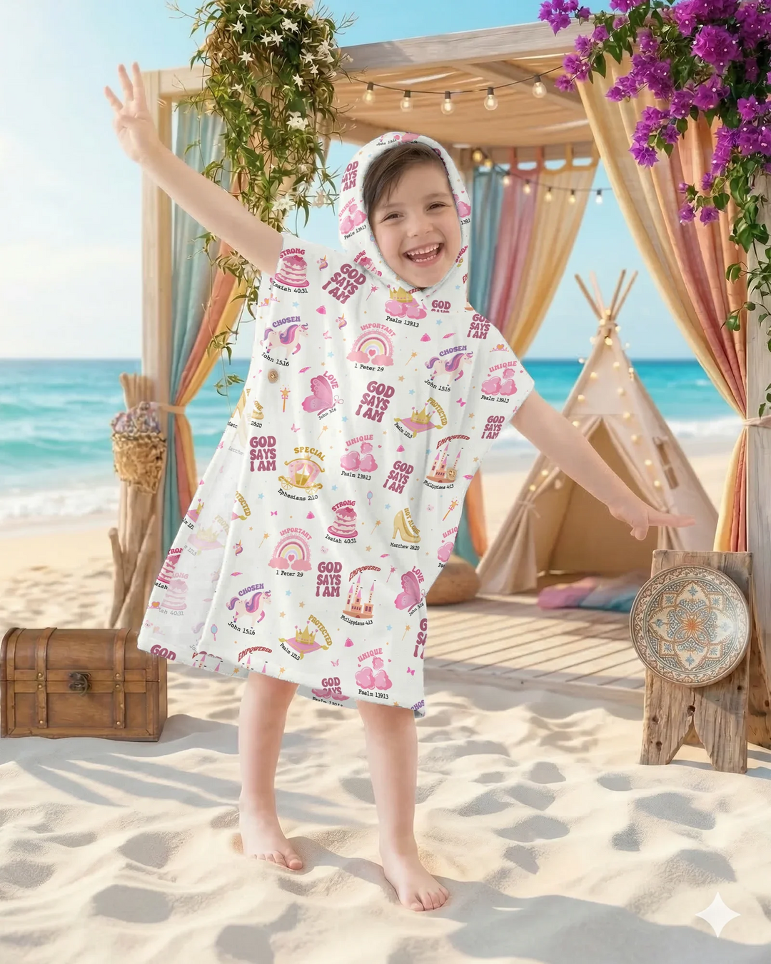 Gott sagt, ich bin ein Mädchen Bambus-Schwimmponcho